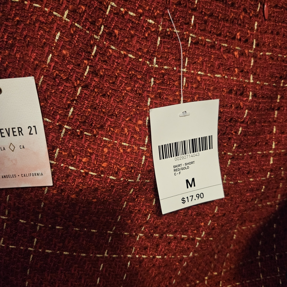 NWT Forever 21 Red Tweed Mini Skirt - Picture 5 of 5